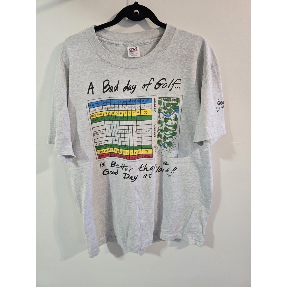 Vintage Anvil Shirt Mens XL Bad Day Better Than Good Day At Work Golf Funny‎